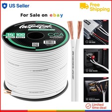 Speaker Wire White 14 Gauge 100ft CCA Car Home RV Audio Cable Flexible