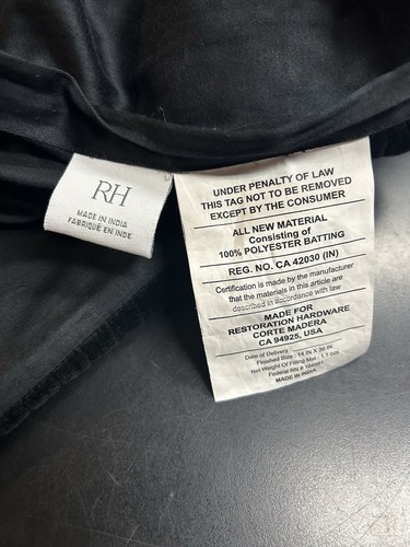 Restoration Hardware RH Tate Velvet Channel Oversized Lumbar Sham 36x14 Black - Picture 5 of 6
