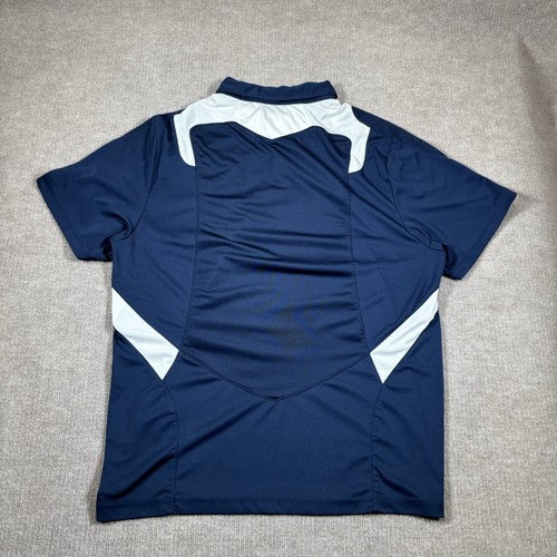 Adidas Akron Zips Polo Shirt Mens XL Blue Striped Scorch Climalite Logo Golf - Picture 3 of 7