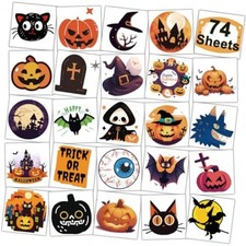 Halloween Temporary Tattoos for Kids,74 Individually Sheets