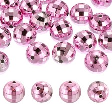 Disco Ball Beads, 50 Pcs 16mm Acrylic Mirror Ball Charm, Purple