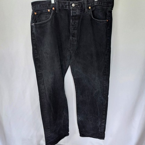 Levi's 501 Black Wash Denim Jeans Mens W40 L32 Classic Comfort Relaxed Fit - Picture 8 of 11