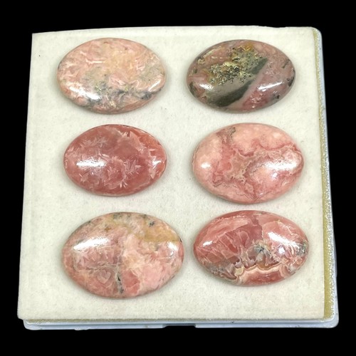 6 Pcs Natural Rhodochrosite 29-33mm Huge Loose Untreated Cabochon Gemstones Lot - Picture 8 of 9