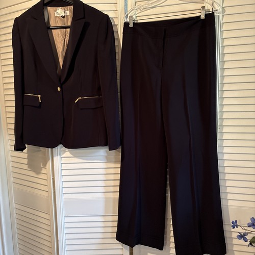 Tahari ASL Hosenanzug Damen Größe 10 Marineblau Blazer & Hose. Reißverschlusstaschen