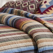 NEW COZY BROWN BLUE RED GREEN LODGE MODERN SOUTHWEST LOG CABIN SOFT QUILT SET