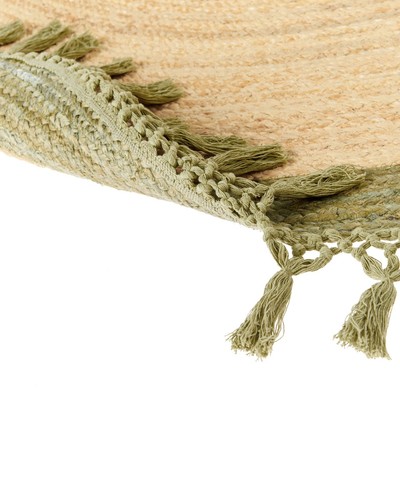 Round Jute Area Rug 200 cm Beige and Green MARTS - Picture 7 of 8