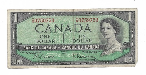 1954 Bank of Canada One Dollar bill