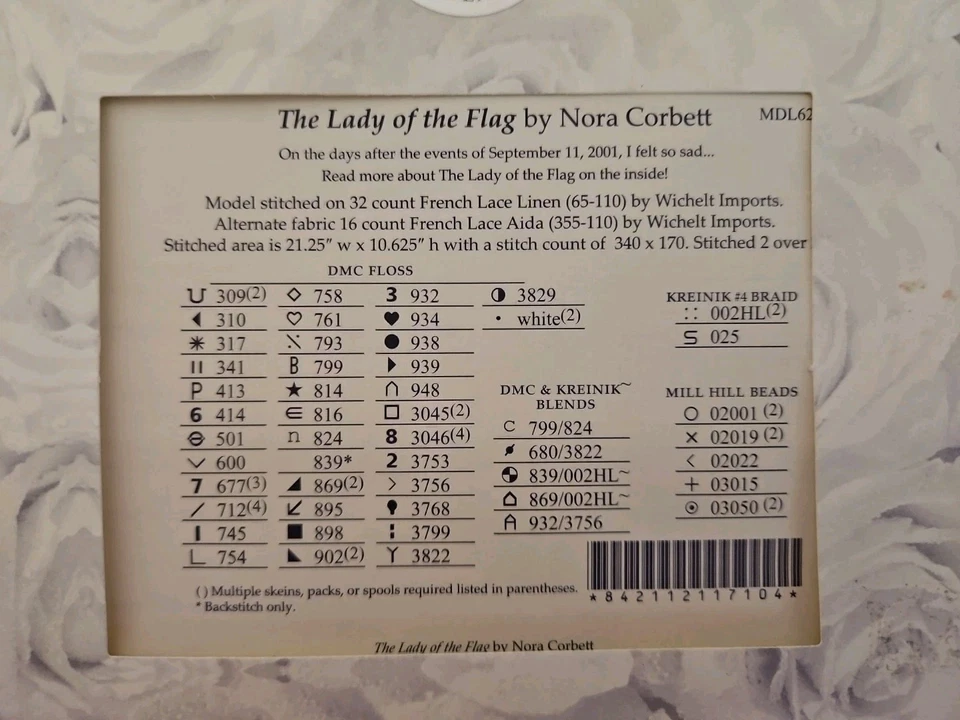 Mirabilia THE LADY OF THE FLAG Counted Cross Stitch Pattern by Nora Corbett HTF - Image 3 of 4