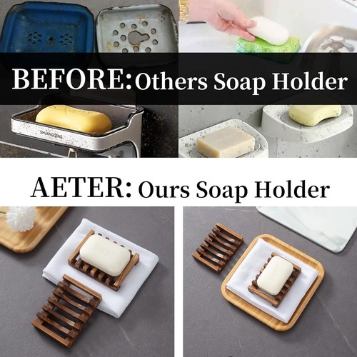 Seifenschale aus Holz für Dusche, 2er Set Duschhalter, selbstentleerend 2 Stück - Bild 6 von 6