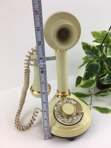 Vintage Candlestick Telephone Gold Accent American Telecommunications Rotary - Picture 8 of 9