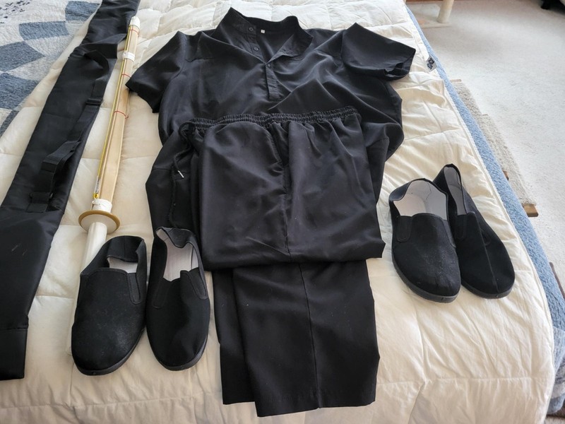 Karate Tai Chi Uniform XL, training sword, size 12 shoes 2 pairs