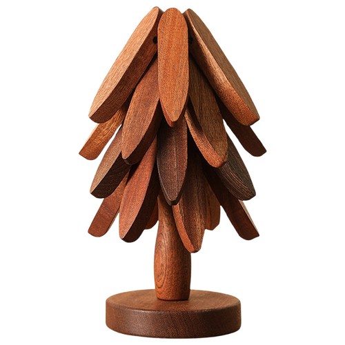 Juego de remaches de madera para platos calientes plegables con forma de árbol natural cocina - Imagen 13 de 17