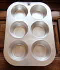 Vintage MIRROR Cupcake PAN Aluminum, 6  HOLES MADE, USA