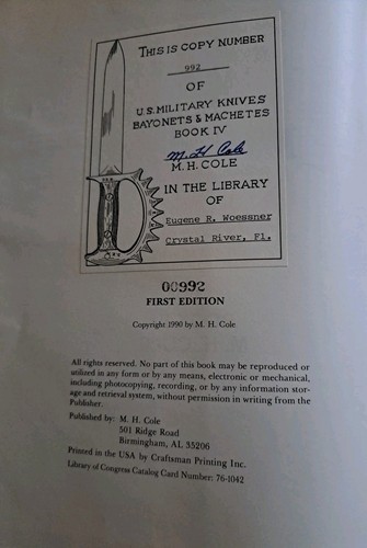 U.S. Military Knives - Bayonets & Machetes - Book IV - Cole - Limited Signed  - Picture 10 of 14