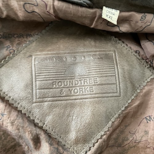 Giacca vintage Roundtree Yorke pelle marrone uomo 2XL bomber aviatore full zip anni 90 - Foto 7 di 8