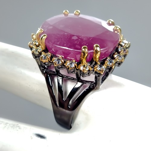 Gemstone 40 ct Ruby Ring 925 Sterling Silver Size 8.75 /R420663 - Bild 3 von 8