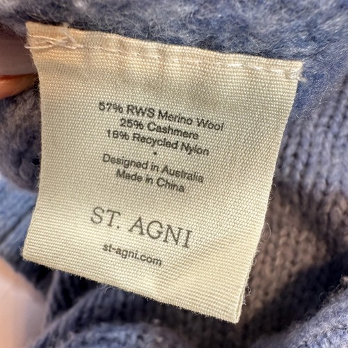 St. Agni Pullover Damen XS Merinowolle Kaschmir Stehkragen hinten offen zum Binden RWS - Bild 7 von 12