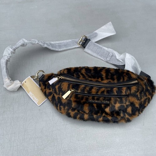 New Michael Kors Leopard Cheetah Mott Faux Fur Fanny Pack Belt Bag - Picture 6 of 13