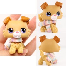 Collie LPS Dog Toy Playset Pet Figure Girl Mini Dollhouse Colorful Scarf Gift