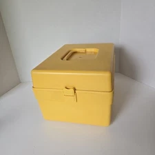 Vintage Wilson MFG Wil-Hold Mustard Yellow Plastic Sewing File Box 