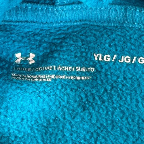 Under Armour UA Sweatshirt Hoodie Sweater Youth Large Logo Blue Pockets - Picture 6 of 9