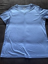 Women  s Blue V-neck Short Sleeve Polyester T-shirt XL