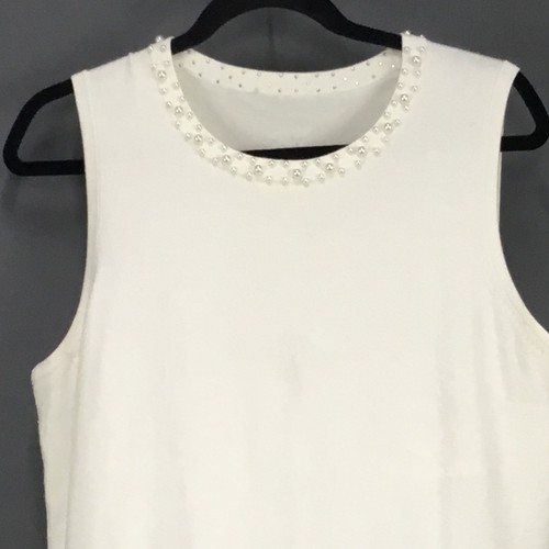 Ronni Nicole maglione twinset donna grande bianco impreziosito da perle cardigan tank - Foto 10 di 21