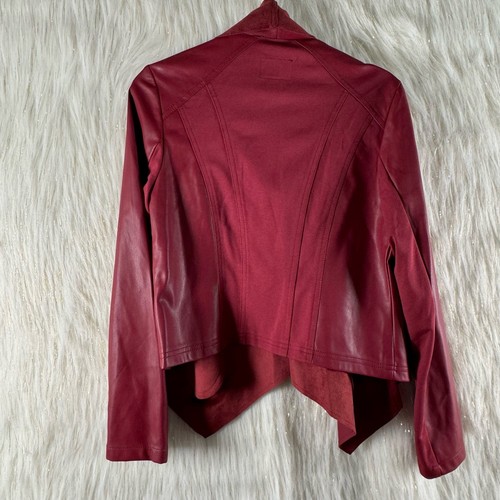 Kut From The Kloth Lincoln' Faux Leather Drape Front Jacket Mix Media Wine Red S - Picture 5 of 8