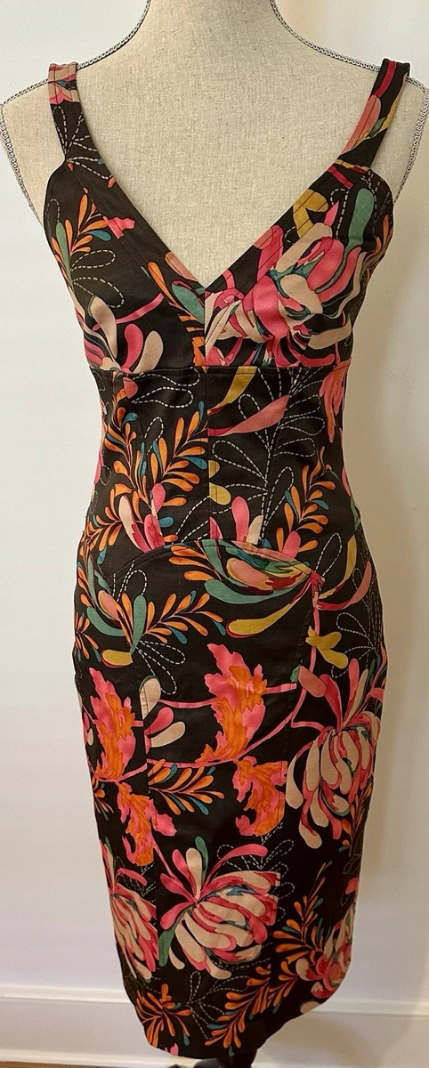 Robe Multicolore David Meister - Taille 4 (US) - Manches 3/4 - Occasion Très Bon état