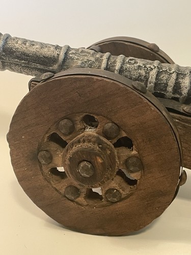 Vintage Real Wood Metal Spanish Cannon Replica Rustic Decor 13.5L x 6H - Picture 2 of 11