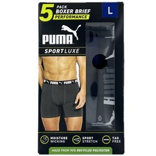 Puma Men's Boxer Brief, 5 Pack (Large)
