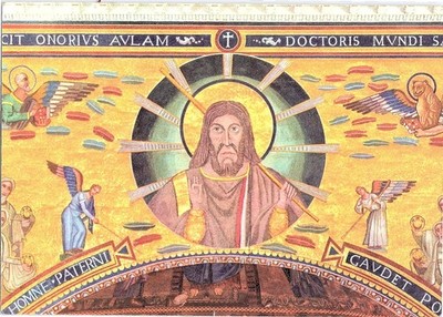 Rome Basilica San Paolo Cristo Benedecente Mosaic Continental Postcard 1962