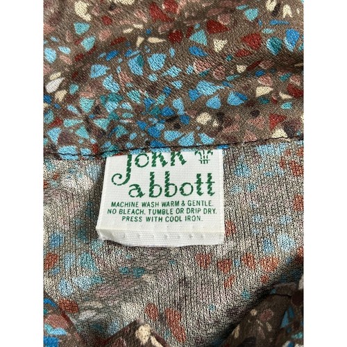 John Abbott Button Up Tie Neck Secretary Blouse Women's Shirt Vtg 70s Geek - Picture 6 of 6