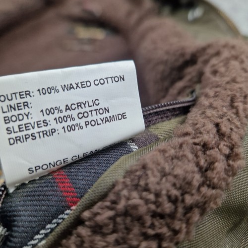 Barbour Jacket Womens Uk Size 14 Green Winter Force Parka Waxed Coat USA 10 - Picture 13 of 15