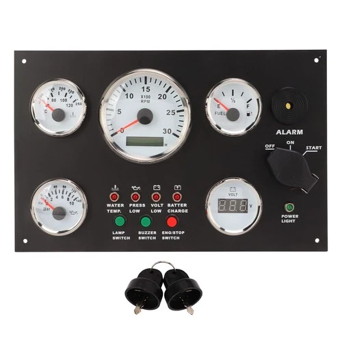 Boat Dash Instrument Panel Engine Speed Oil Level Pressure Water Temp Voltage...