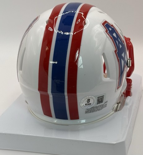 Warren Moon Autograph Signed Houston Oilers Mini Helmet w/ HOF 06 - BAS - Picture 2 of 2