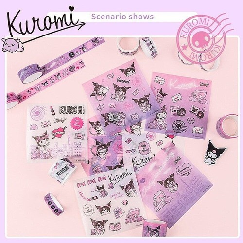Lindo conjunto de cintas y pegatinas Sanrio Kuromi deco Washi - Imagen 3 de 3