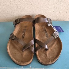 New BIRKENSTOCK Mayari Birko-Flo Sandals EU42 W11-11.5 M9-9.5 WIDE Golden Brown