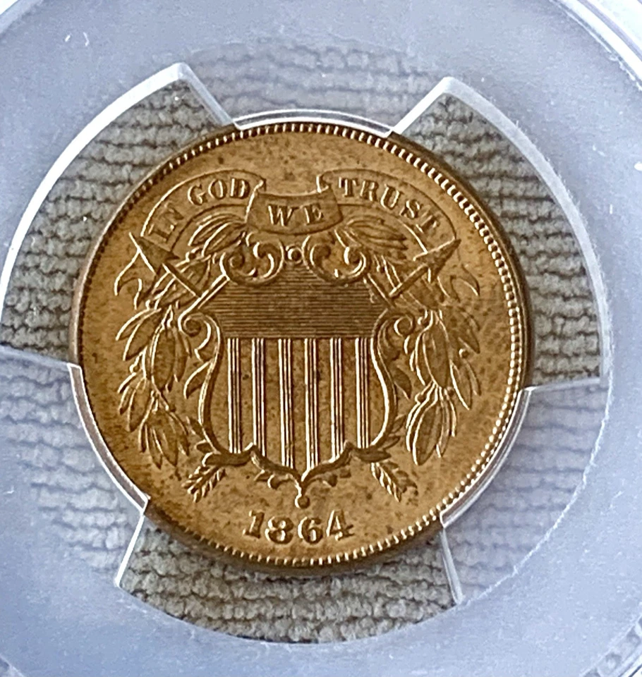 1864 2 Cent Piece PCGS MS 64+ RB CAC - Image 3 of 4
