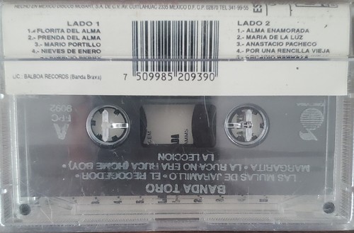 CHALINO SANCHEZ CON BANDA BRAVA 93 ORIGINAL CASSETTE RARE MUSART CORRIDOS - Picture 2 of 2