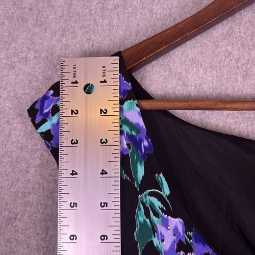 Ann Taylor Kleid Damen 8 lila grün Blumen Drop Flare Saum U-Ausschnitt Cocktail - Bild 2 von 12