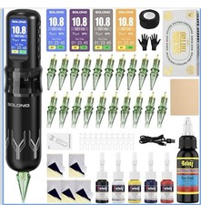 Solong Wireless Tattoo Gun Kit SL-TKE200A-1-USA with Battery and Needles