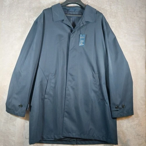 Stafford Rain Coat Men XXL Navy Blue Regular Fit Solid Button Front Lined New image 3