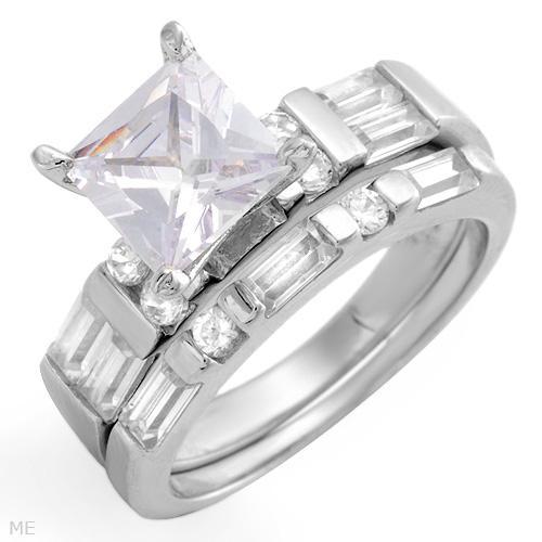 Ladies Wedding Ring W/ 5.30ctw Cubic Zirconia n 925 Sterling Silver Size 6 - Picture 1 of 2