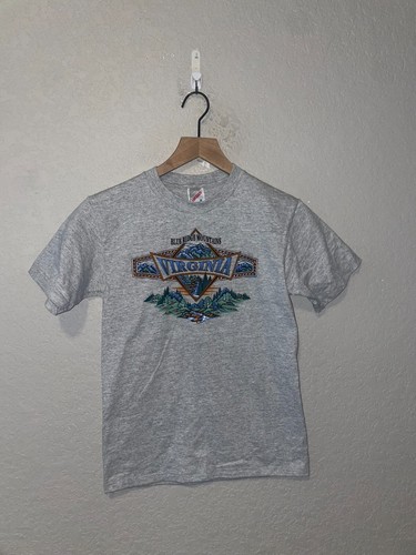Youth 90s Vintage Blue Ridge Mountains VA Virginia Shirt Gray Tee Child M medium - Picture 1 of 10