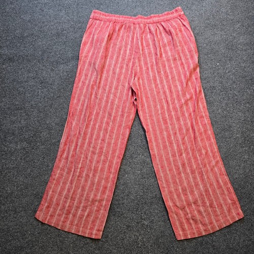 Isaac Mizrahi Live Pants Women 1X Red Striped Linen Blend Bridgehampton Wide Leg - Picture 9 of 10
