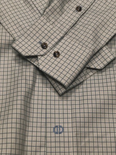 David Donahue Men’s Size Large L Dress Shirt Blue/Teal Button Down Micro Check - Bild 3 von 8