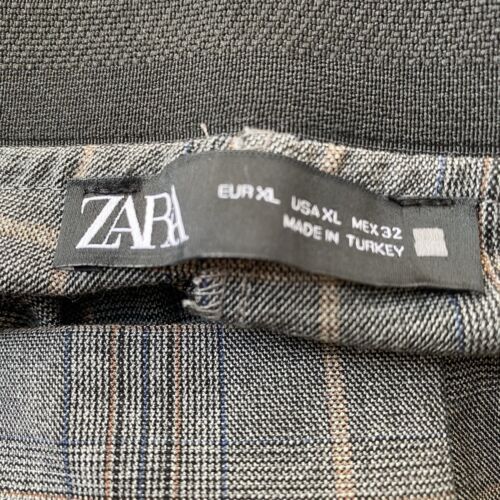 Zara Dress Ankle Pants Womens XL Plaid Straight Leg High Rise Trousers Career - Picture 9 of 11