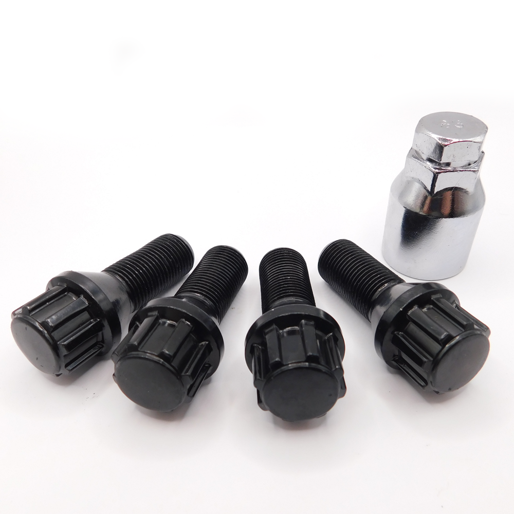 Locking Wheel Bolts M12x1.5 26mm (Bimecc) Black For BMW E30 E36 E46 E90