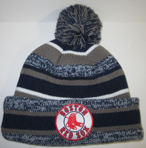 Boston Red Sox New Era Pom Pom Beanie ~Knit Cap ~Classic MLB Patch/Logo ~NEW - Picture 2 of 3